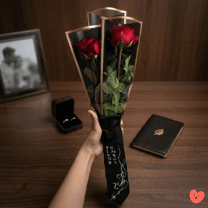 ​[PRE-ORDER] Custom Hand-Made Rose Tie Bouquet - Buket 3 Mawar dengan Desain Dasi Sesuai Request